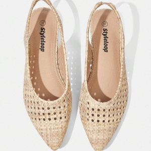 کفش تخت نوک تیز بافت | Woven Pattern Flat Loafers