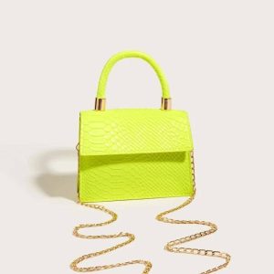 کیف مینی نئون پوست ماری | Mini Neon Lime Snakeskin