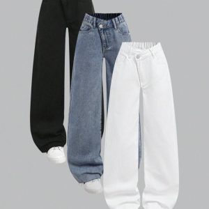 شلوار جین کمر روی هم | ELASTIC WAIST RAW JEAN