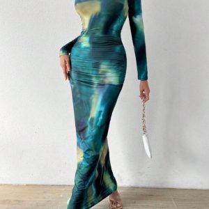 پیراهن ماکسی آستین بلند شین | SHEIN Raffinéa Maxi Dress