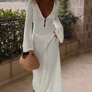 پیراهن بافتنی تابستانی یقه هفت