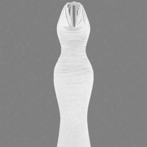 پیراهن یقه دراپه | Halter Draped Neck Dress