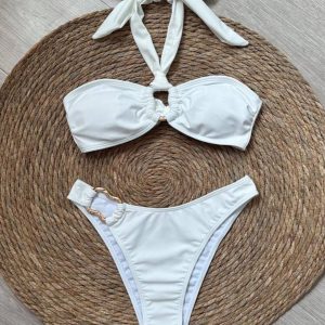 بیکینی زنانه ساده یقه هالتر